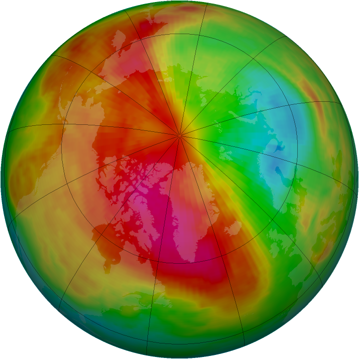 Arctic ozone map for 15 March 1986